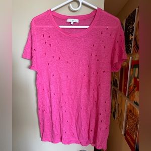 IRO Clay Distressed Tee - Hot Pink T Shirt
